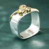 Vintage Hand Carved Women's Ring Creativity Two Color Metal Geometry Daily Wear Party Jewelry Anniversary Gift