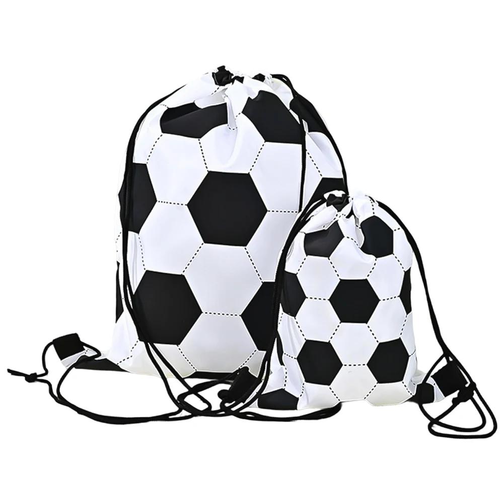 For Marathons And Outdoor Sports Football Pattern Drawstring Backpack Multifunctional 210D Polyester Football Storage Bag