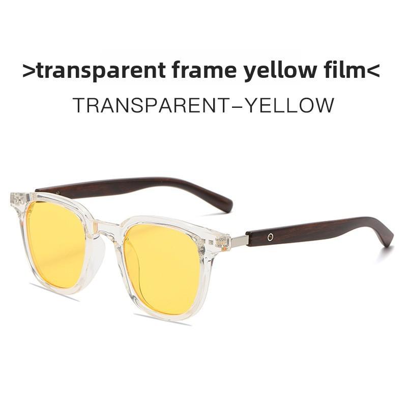 Korean Style Wooden Pattern Square Sunglasses With Uv400 Protection For Outdoor Fashion And Travel