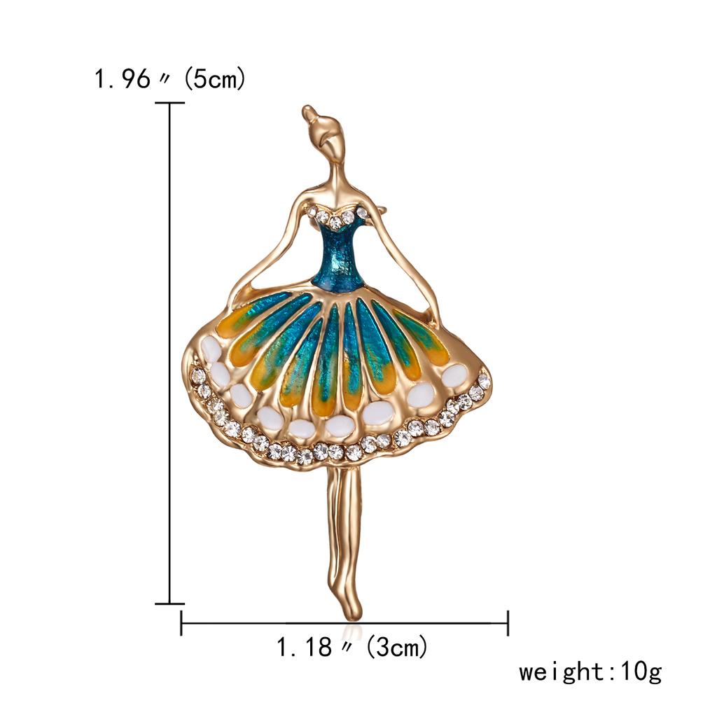 Rinhoo Fashion Ballet Girls Crystal Brooches For Women Cute Rhinestone Gymnastics Ladies Dancer Enamel Pins Figure Badge Jewelry