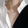 Elegant K Gold-Plated Titanium Steel Clavicle Necklace for Women - Trendy and Unique Round Shell Design