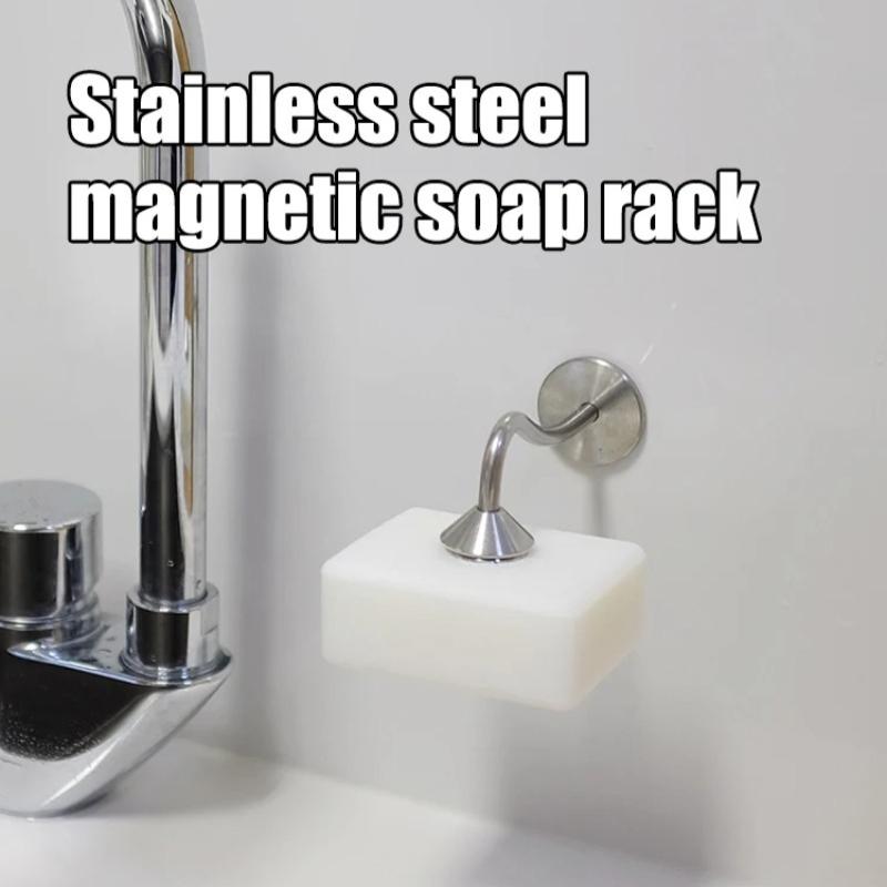 Portasapone Magnetico in Acciaio Inossidabile, Multifunzione da Parete Autodrenante, Per Bagno, Cucina, Cabina Doccia