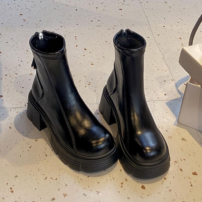 Botine cu toc înalt pentru gleznă Femei Pantofi cu platformă de designer Noi Cizme Chelsea de iarnă Mers Retro Tendință Modă Mujer Cizme de zăpadă