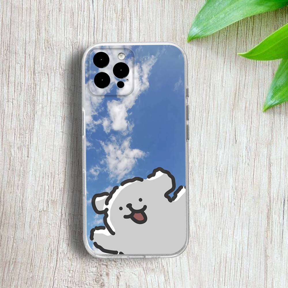 

K-Korea line p-puppy Maltese Phone Case For iPhone 17,16,15,14,13,12,11 Pro,Max,Plus,X,XS,XR,SE4,E Mini Transparent Soft Cover iphone16e