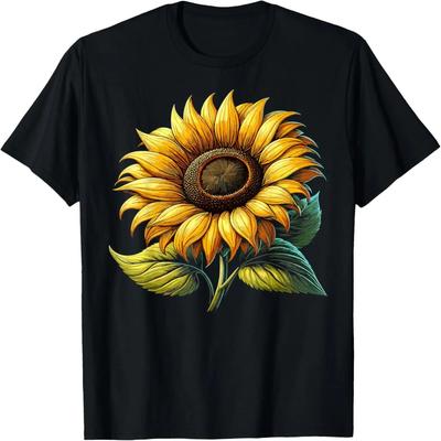 Yellow Sunflower Floral Watercolor Positivity Graphic T-Shirt