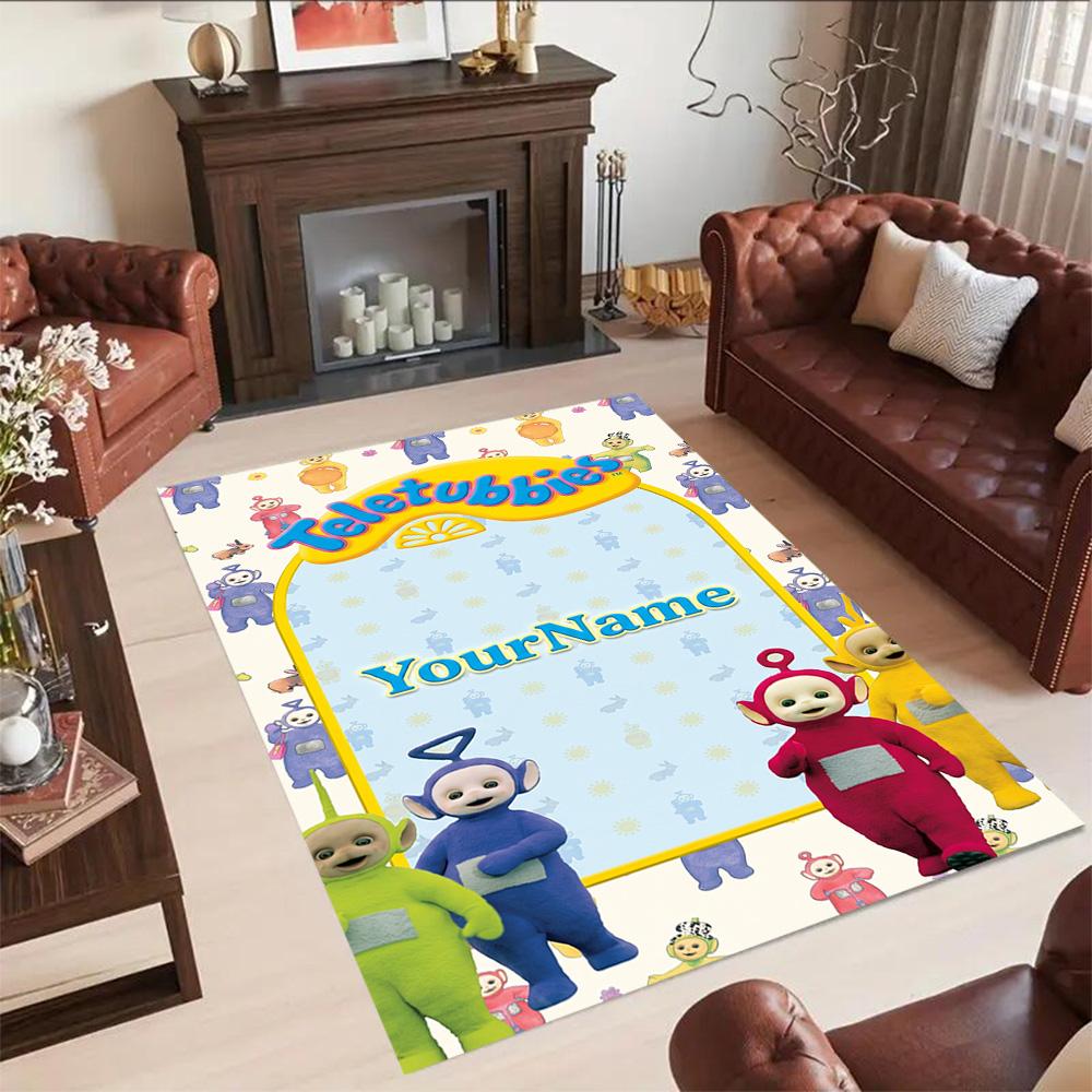 Teletubbies Personalized Name Area Rug Suitable for Living Rooms Decorate Room Dormitory Foyer Antislip Carpet Anime Office Decor