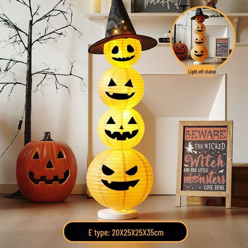 Halloween Light-Up Pumpkin Lantern Ornaments for Festive Decor
