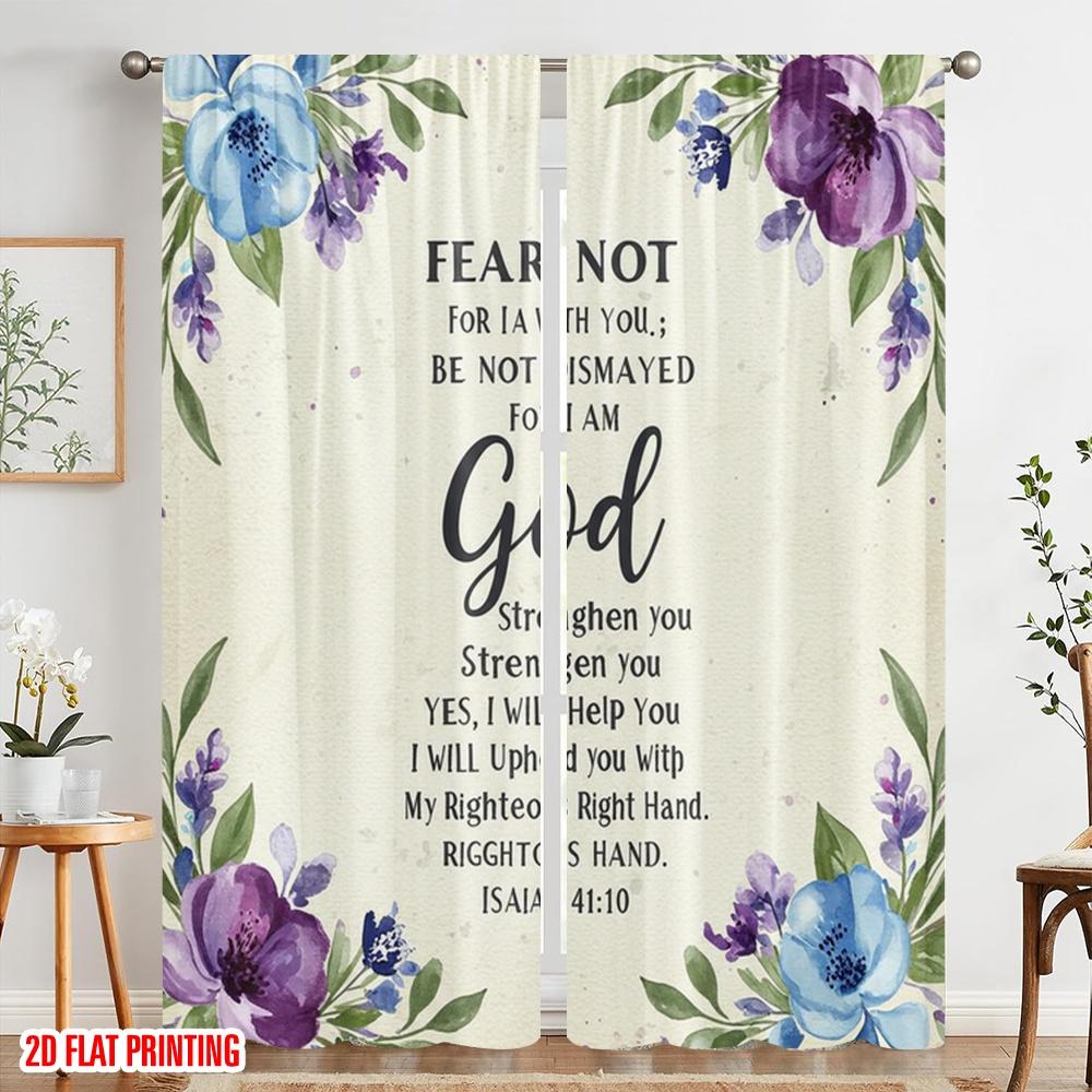 2pcs 2D Flat Printing Drapes Fear Not I Am Your God Polyester Without Electricity 0 Perfect for Indoor Celebrations Studio