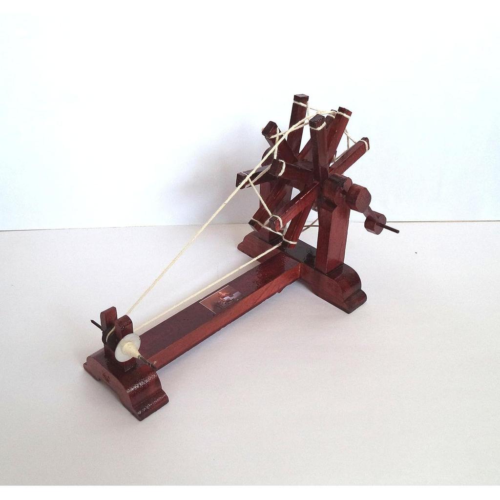 Handcrafted Gandhiji Wooden Mini Charkha Spin Wheel Showpiece | Handmade Wooden Charka for Home Décor, Office Desk, Table |