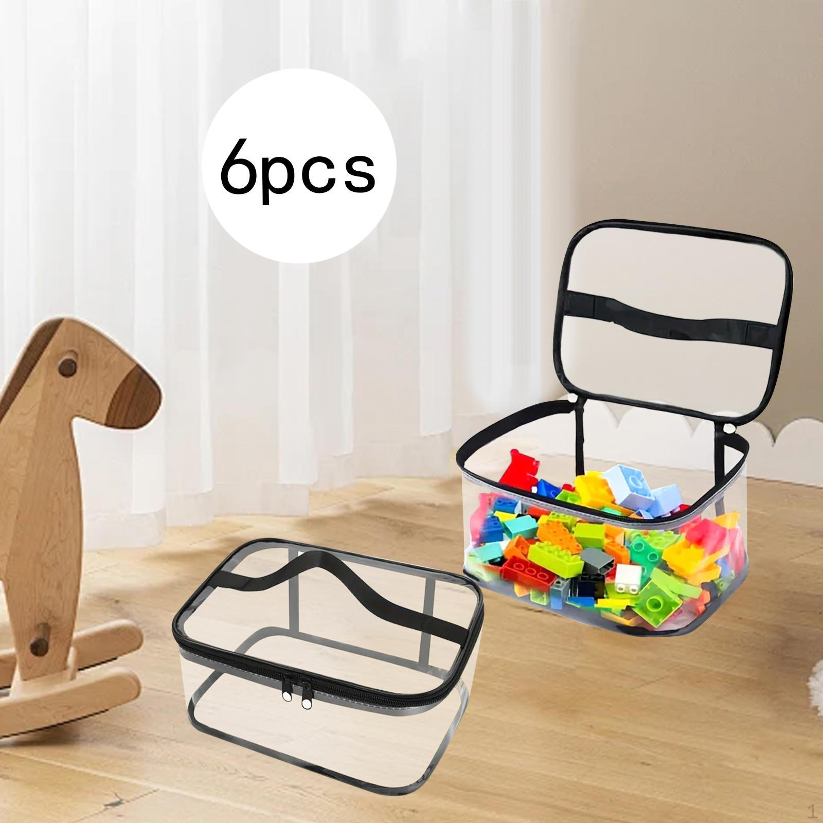 

6 штук прозрачных сумок для хранения игрушек на молнии и с ручкой, органайзеры-сумки для детских конструкторов