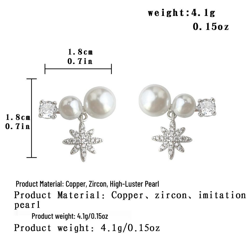 French Baroque Starburst Zircon Pearl Earrings - Luxury Retro Niche Fashion Jewelry