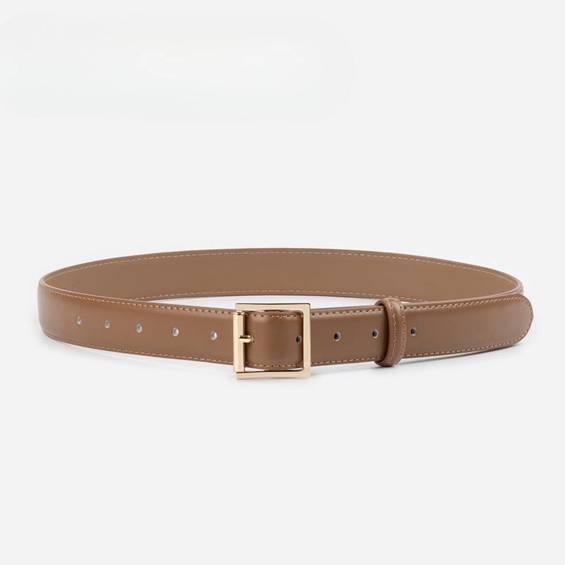 Square Buckle Genuine Leather Women's Belt 2.8 Cowhide with Jeans Casual Pants Decorative Women's Versatile Belt