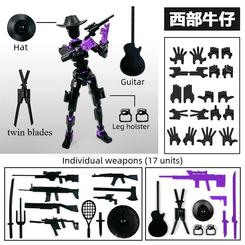 3D Printed Toy Western Cowboy Model Lucky13 Action Figure Dummy T13 Toy Doll Robot Assembly Model Decoration Desktop Decoration