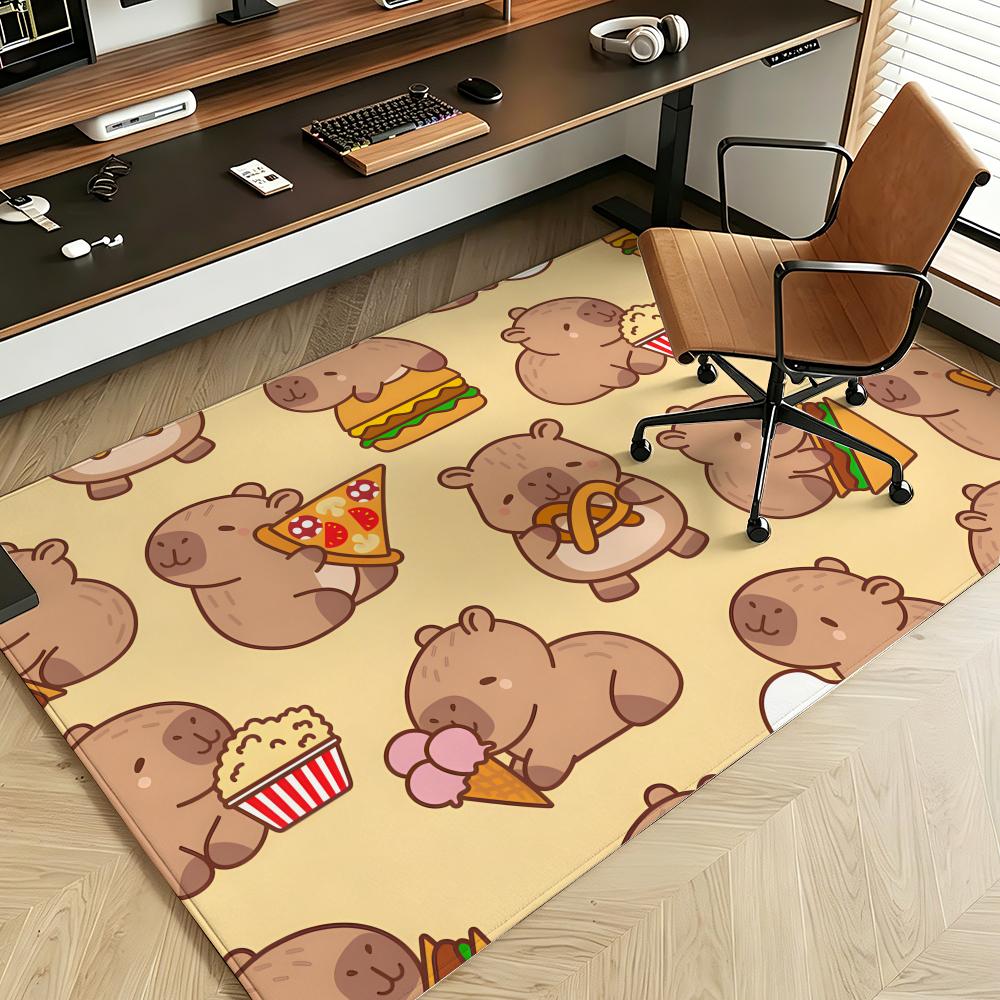 Animal C-Capybara Floor Mat Soft Flannel Entrance Door Mat Non Slip Absorbent Bathroom Bedroom Floor Rug
