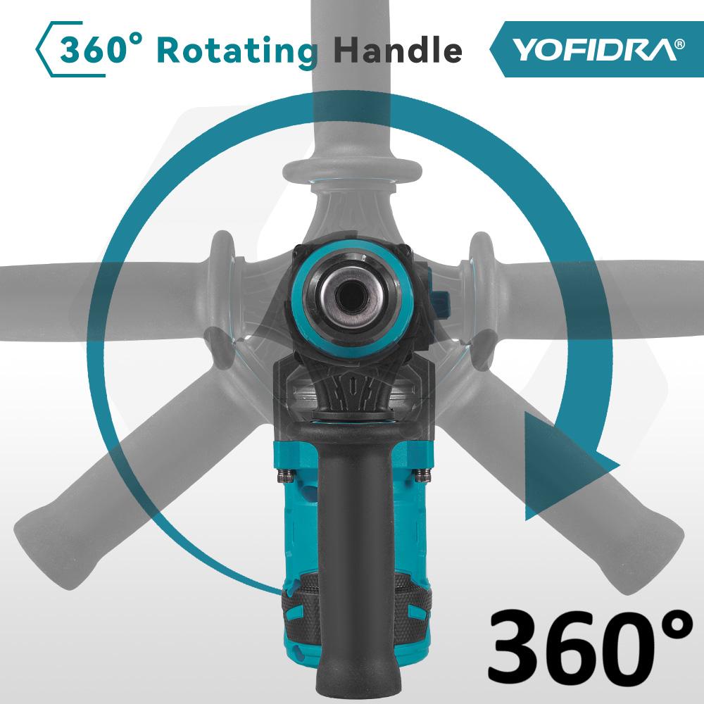 YOFIDRA Brushless 26MM Electric Hammer Impact Drill 8000IPM Multi-Screwdriver Rotary Drilling Tool For Makita 21V Battery Pin