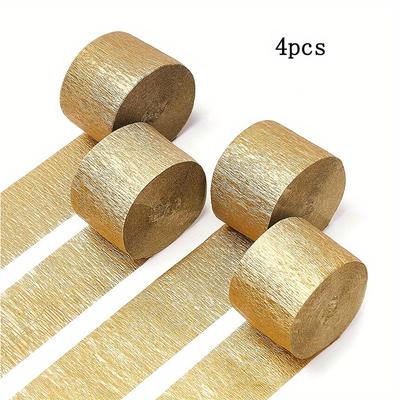 Crepe Paper Streamers 4 Rolls 328ft, Pack of Gold Crepe Paper for Party Decorations Wedding Decorations Birthday Decorations(1.8 Inch X 82 Ft/Roll)