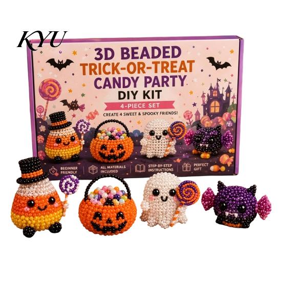 Parent Child Interactive Activity 3D Beaded DIY Kit, Lifelike Christmas Animal Beading Craft Set, Set for Kids Handmade Easy Embroidery Kit And Adults