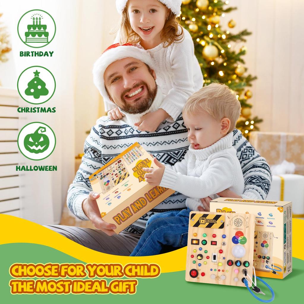 Beschäftigungsspielzeug für Jahre Holz Kleinkind Autismus Sensorisch Reise Ideales Geschenk für Einjährige Jungen Brettbrett,Montessori 1-3 Jahre, Spielzeug, Spielzeug, 1+ (Beschäftigt v4)