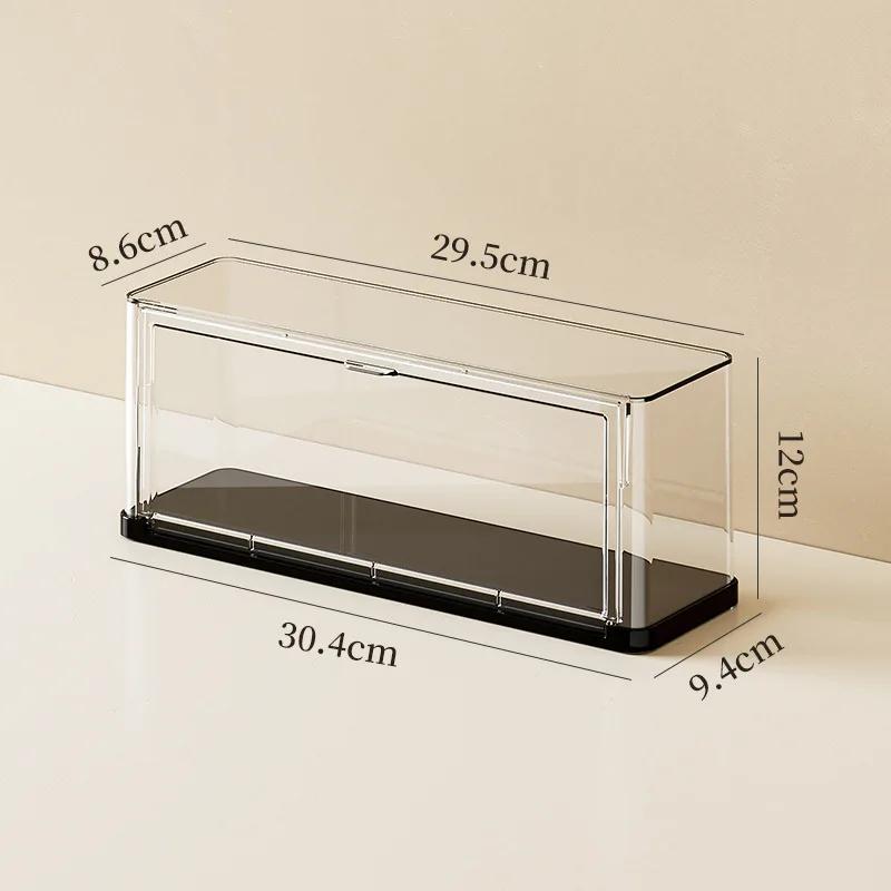 

Stackable blind-box storage case, figure display box, dustproof PET clear organizer with stand for dolls and collectibles чорний