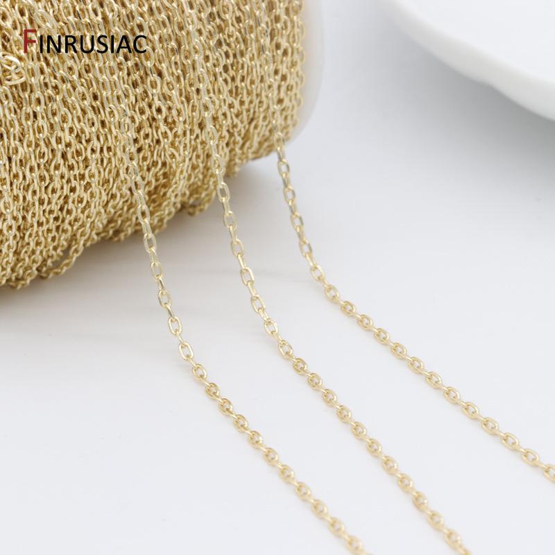 Multi Styles 14K Gold Plated Brass Necklace Chain Bulk for Jewelry Making Findings,DIY Jewelry Making Components Wholesale