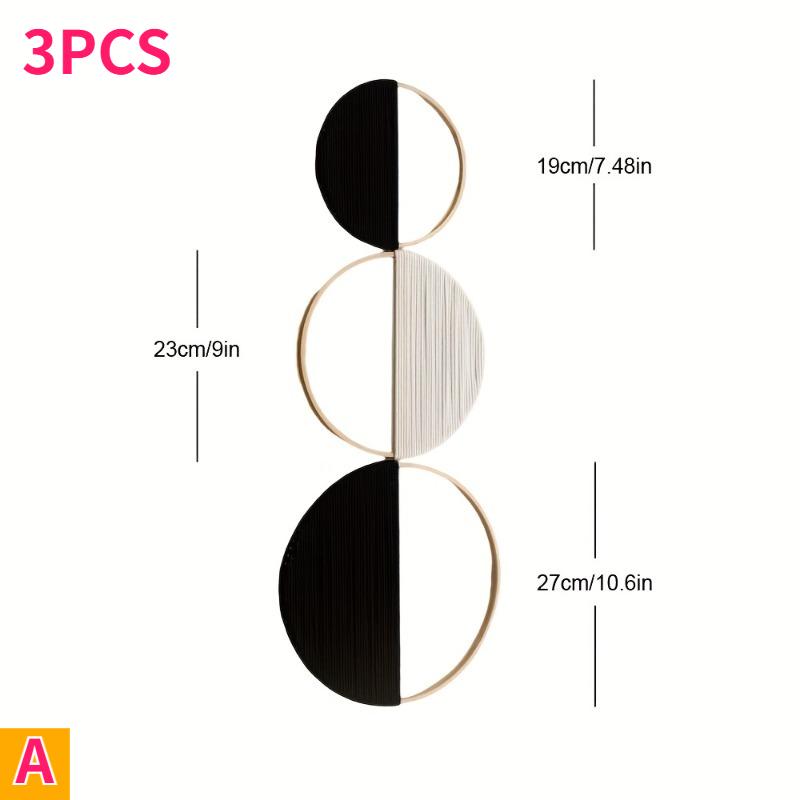 3er Set Böhmische Runde Wandregale Makramee Wandbehang Wandteppich Set Handgewebt Geometrisch Dekorativ für Schlafzimmer Wohnzimmer Dekoration