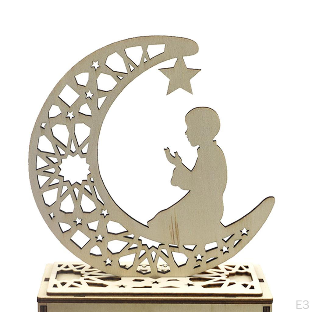Elegant Wooden Eid Mubarak Ramadan Ornament with S