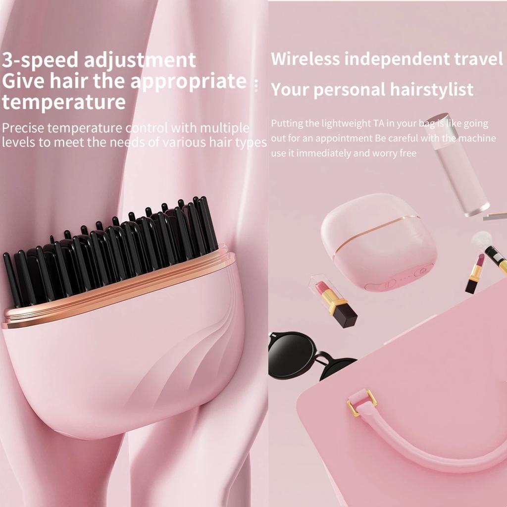 USB Charging Wireless Bangs Comb Fast Heating Portable Hair Straightener Festival