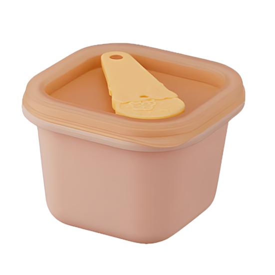 Ice Cube Mold with Handle Sealed Lid Easy Release Food Grade Silicone Ice Cube Mold Baby Food Supplement Freezer Tray розовый