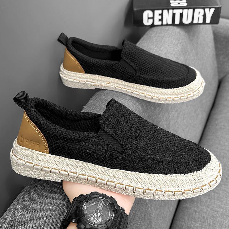 2025 New Canvas Men's Shoes Summer Casual Old Beijing Linen Shoes Men's Lazy One-pedal Fisherman Tide Shoes