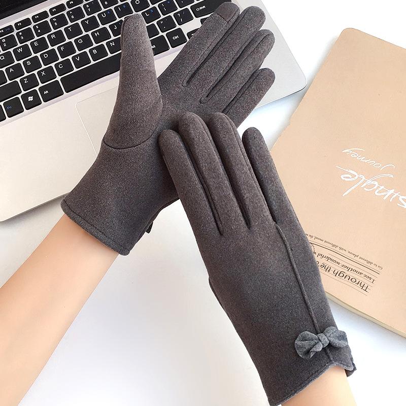 

Warm German velvet long finger gloves one size fits all сірий колір