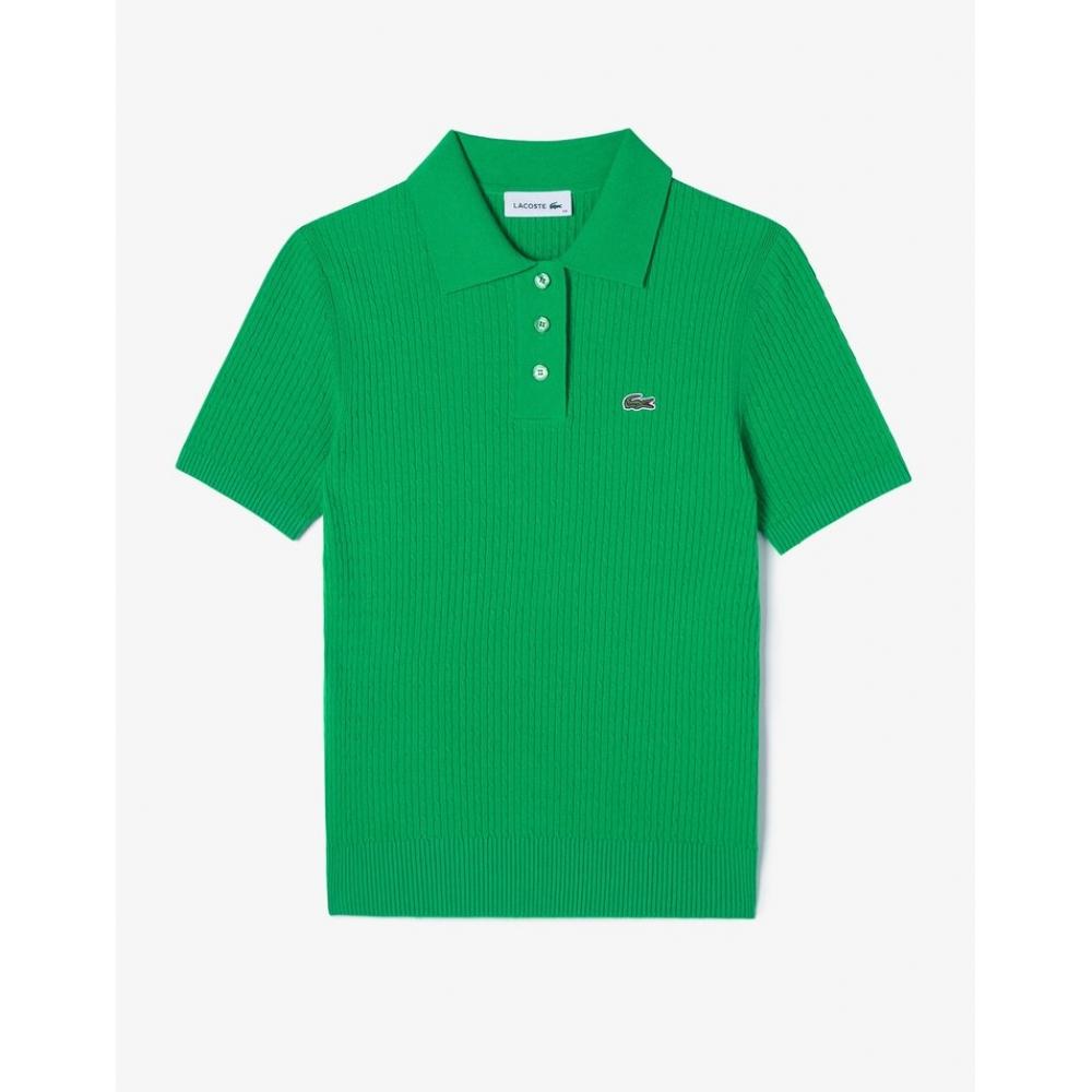 

LacoSte Женский свитер-поло с короткими рукавами и узором S Cable Pf497e 54g Ldm 034