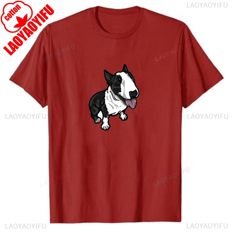 

New Happy Bull Terrier Kawaii Unisex T Shirt Popular Party Short Sleeve Custom Women T Shirts Vintage Sweatshirt Print Casual Tops S