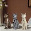 Hot Selling Mosaic Patterned Cat Resin Ornaments Chessboard Patterned Cheetah French Fighting Dog Statues Living Room Decoration