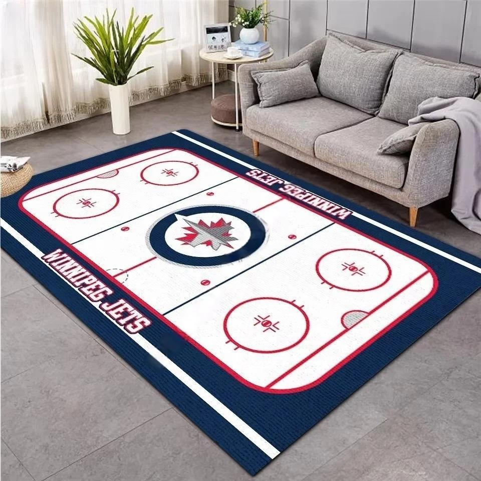 3D Hockey Rug, Ice Hockey Carpet Non-Slip Machine WashableDoormat, Sport Themed Floor Mat for Living Room Dining Room Game Room