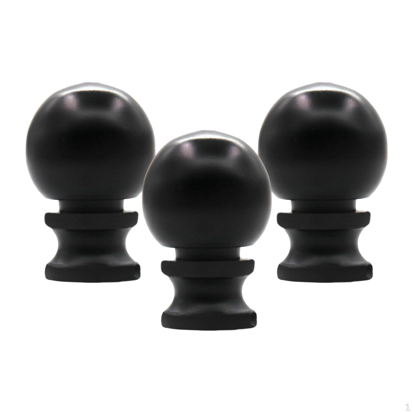 

3 навершия для ламп с резьбой, сменная металлическая ручка, сферическая ручка для DIY, гайка для абажура, чёрный