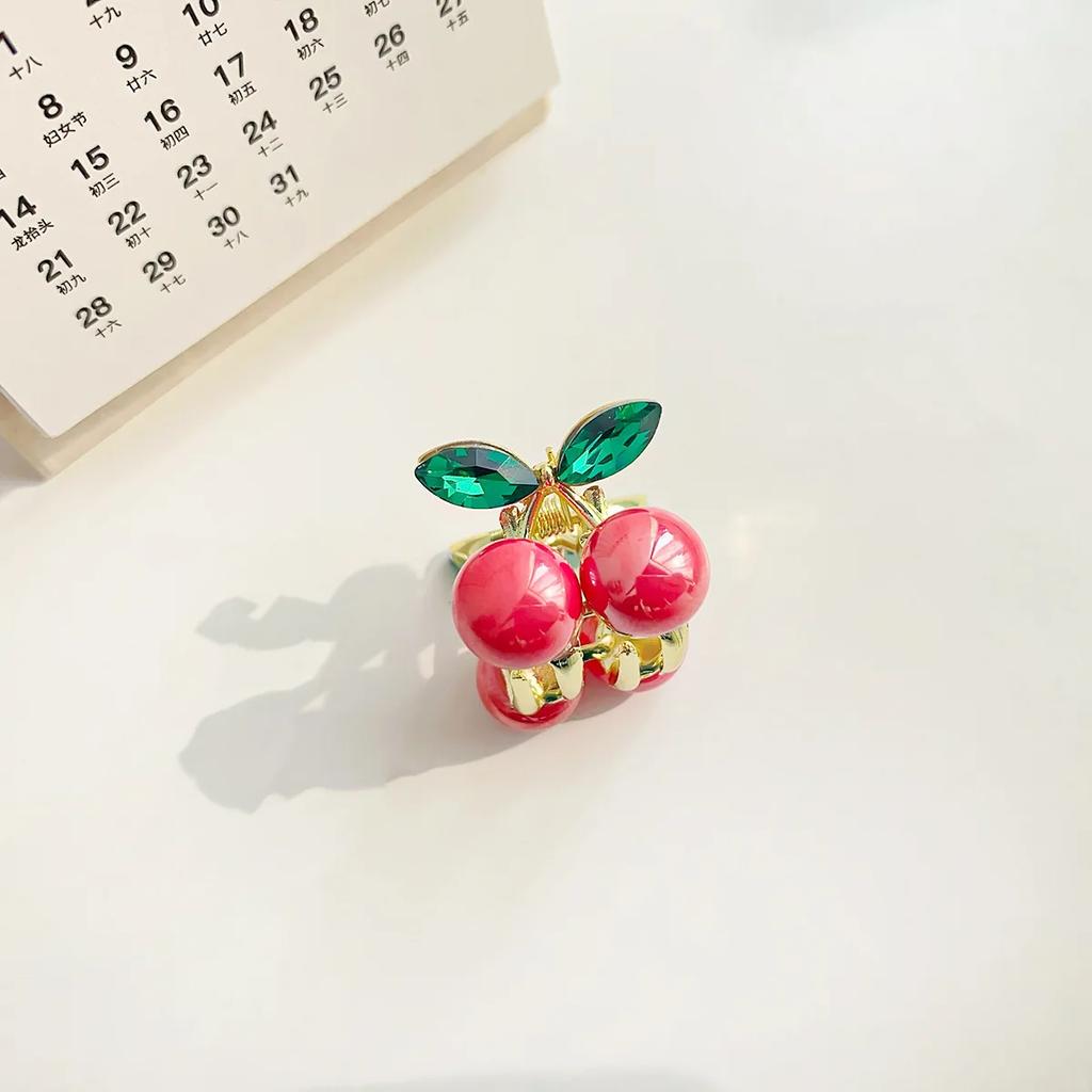 Jemné křišťálové třešňové mini malé vlasové drápy kovové kamínkové sponky do vlasů pro ženy, sponky do vlasů s krabím klipem, vlasové doplňky