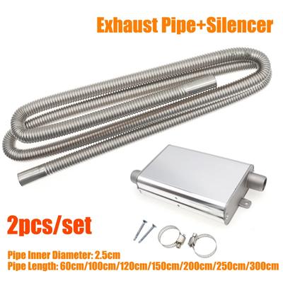 60/100/120/150/200/250/300cm Air Standheizung Auspuffrohr + 24mm Schalldämpfer Verbesserte Klemmhalterung Für Webasto Eberspacher