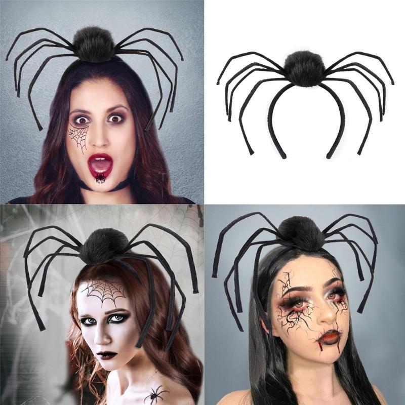 Spiders Tiaras Headband for Halloween Celebration Hairhoop Role Play Headpieces Dark Series Prank Spiders Hairhoop