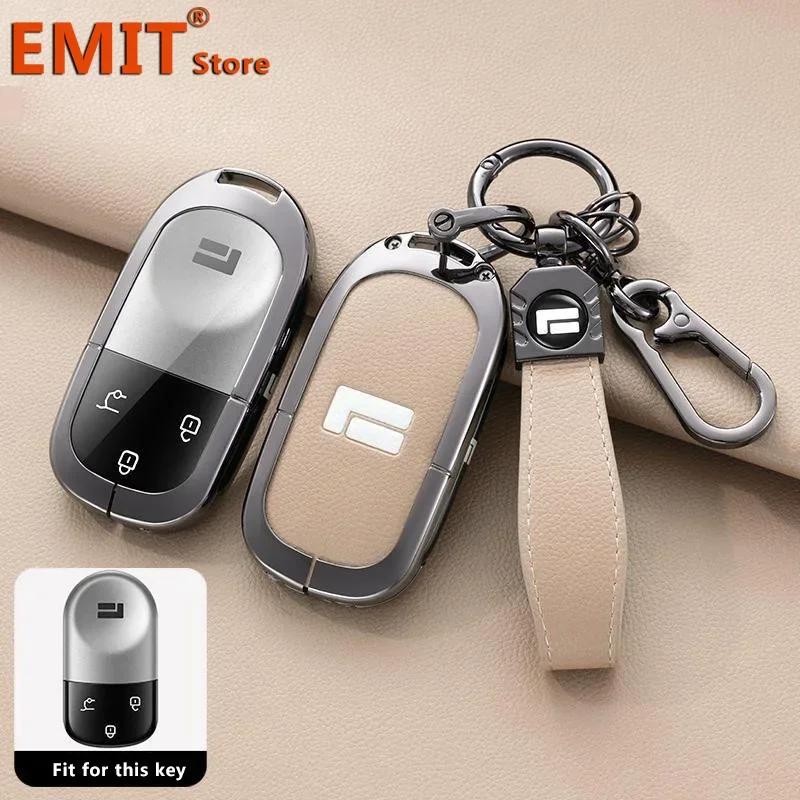 Fit For Baic Jishi Polestone 01 Polestones Zinc Alloy Genuine Leather Auto Key Fob Remote Smart Case Cover Housing Key Ring Ring Mount Auto