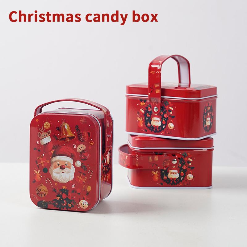 Christmas Gift Tin Box Cartoon Santa Claus Merry Christmas Tinplate Boxes Xmas New Year Candy Cookie Packaging Boxes Decorations