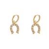 Elegant Zirconia Stud Earrings with Horseshoe Buckle - High-end European & American Socialite Style