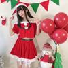 [Milky Time] Christmas Cosplay Santa Miniskirt Short Sleeve Off-the-Shoulder Santa Outfit Set
