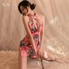 Sex underwear retro cheongsam large size sexy pajamas set floral deep V cheongsam passion set