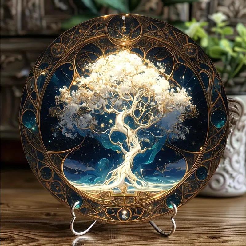 

Tree of Life Mandala Old style Round Logo, Art Deco Style Wall Decoration Front Door, porch, living room, bedroom прозрачный