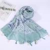 Sciarpa Boho da donna, leggera, con stampa floreale, scialle con frange, moda autunno inverno