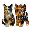 Creative Fake Crystal Animal Sculptures Cat/Dog Figurines Resin Animal Artwork Sculpture Home Office Desktop Decoration Ornament