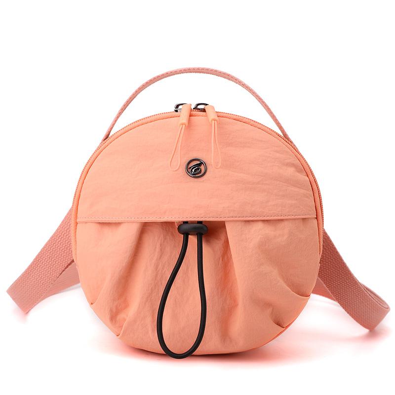 Small Korean Style Nylon Shoulder Bag Cellphone Storage Purse Zipper Portable Round Bag Girls Crossbody Bag Top-handle Handbags