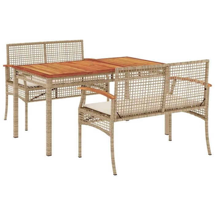 VidaXL Ensemble à Manger de Jardin avec Coussins 3 pcs, Table et Chaise de Terrasse, Meubles de Patio, Mobilier d'Extérieur, 3213584