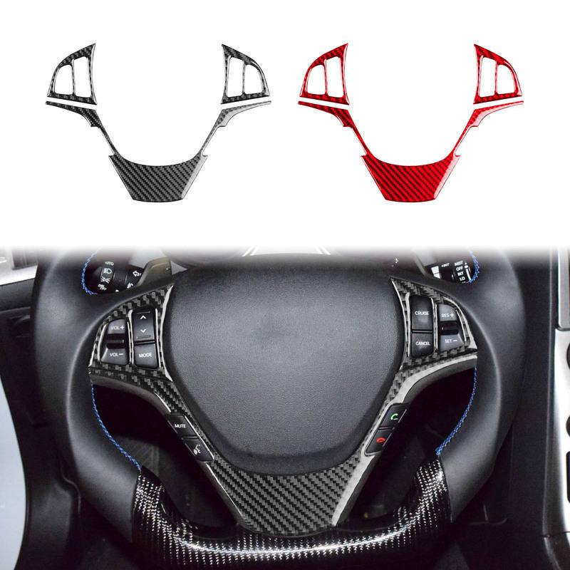 Car Accessories Carbon Fiber Steering Wheel Set Panel Interior Cover Trim Sticker For Hyundai Genesis/Rohens Coupe 2013—2016