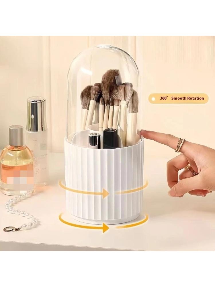 Organisateur de pinceaux de maquillage avec couvercle, rotatif à 360°, boîte de rangement pour pinceaux de maquillage